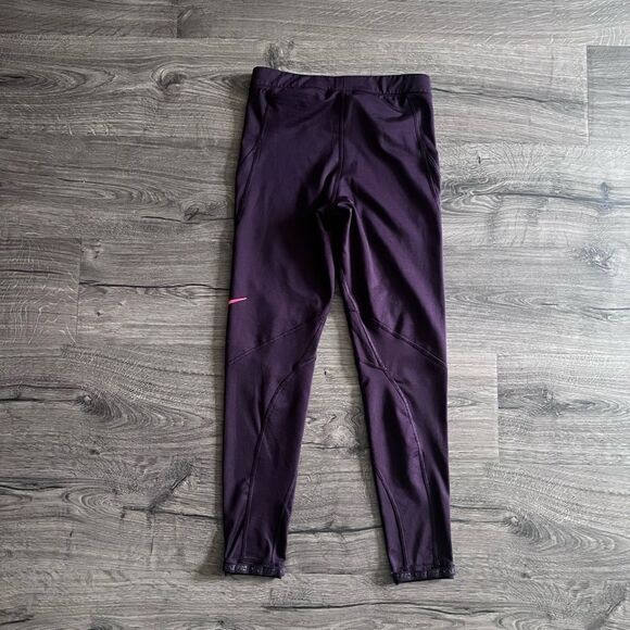 Nike Pro Hyperwarm purple tights active leggings run jog gym sz Medium - Picture 3 of 7